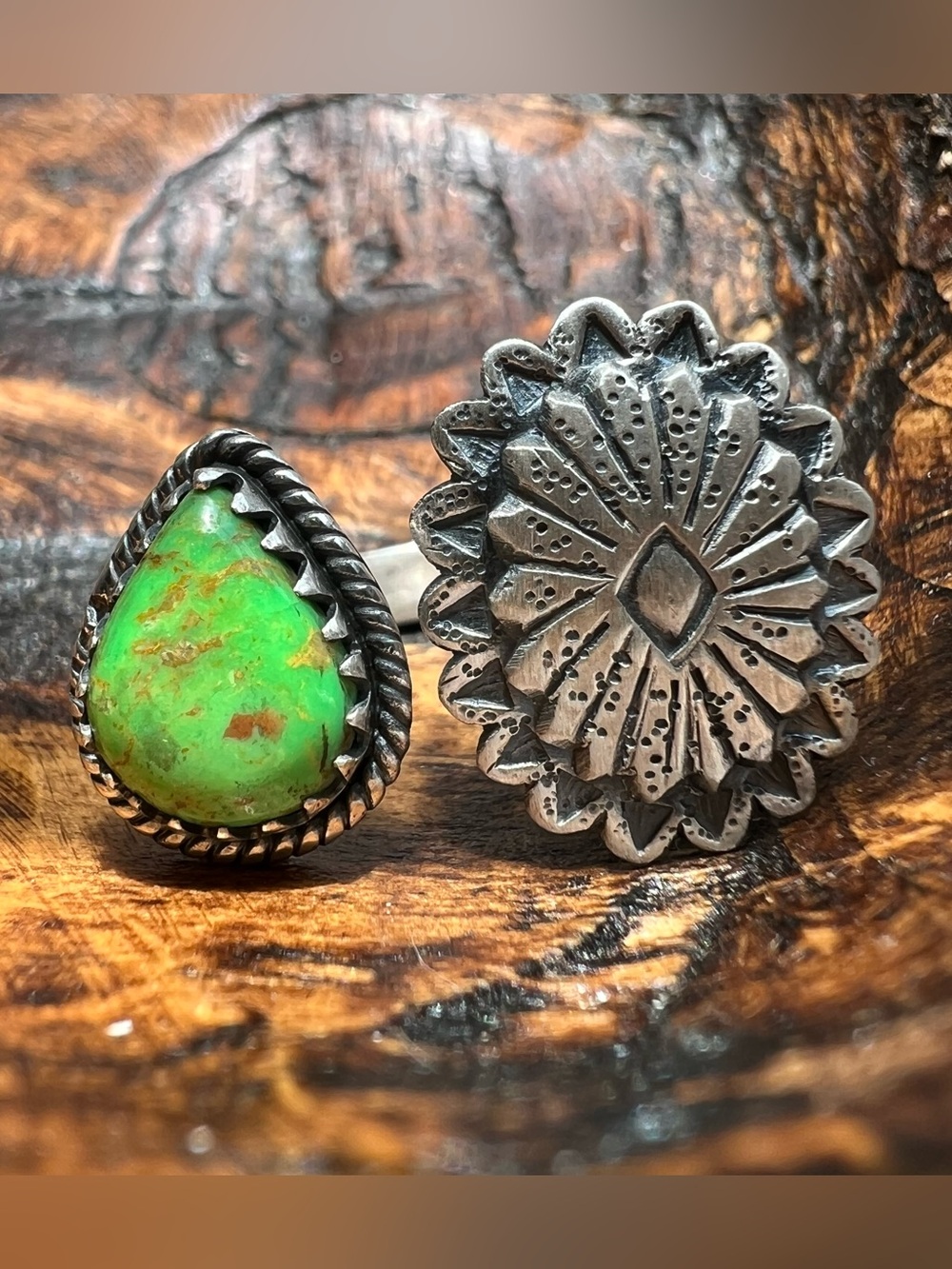 Sonoran Gold Turquoise & Sterling Silver Concho Floating Ring – Size 9